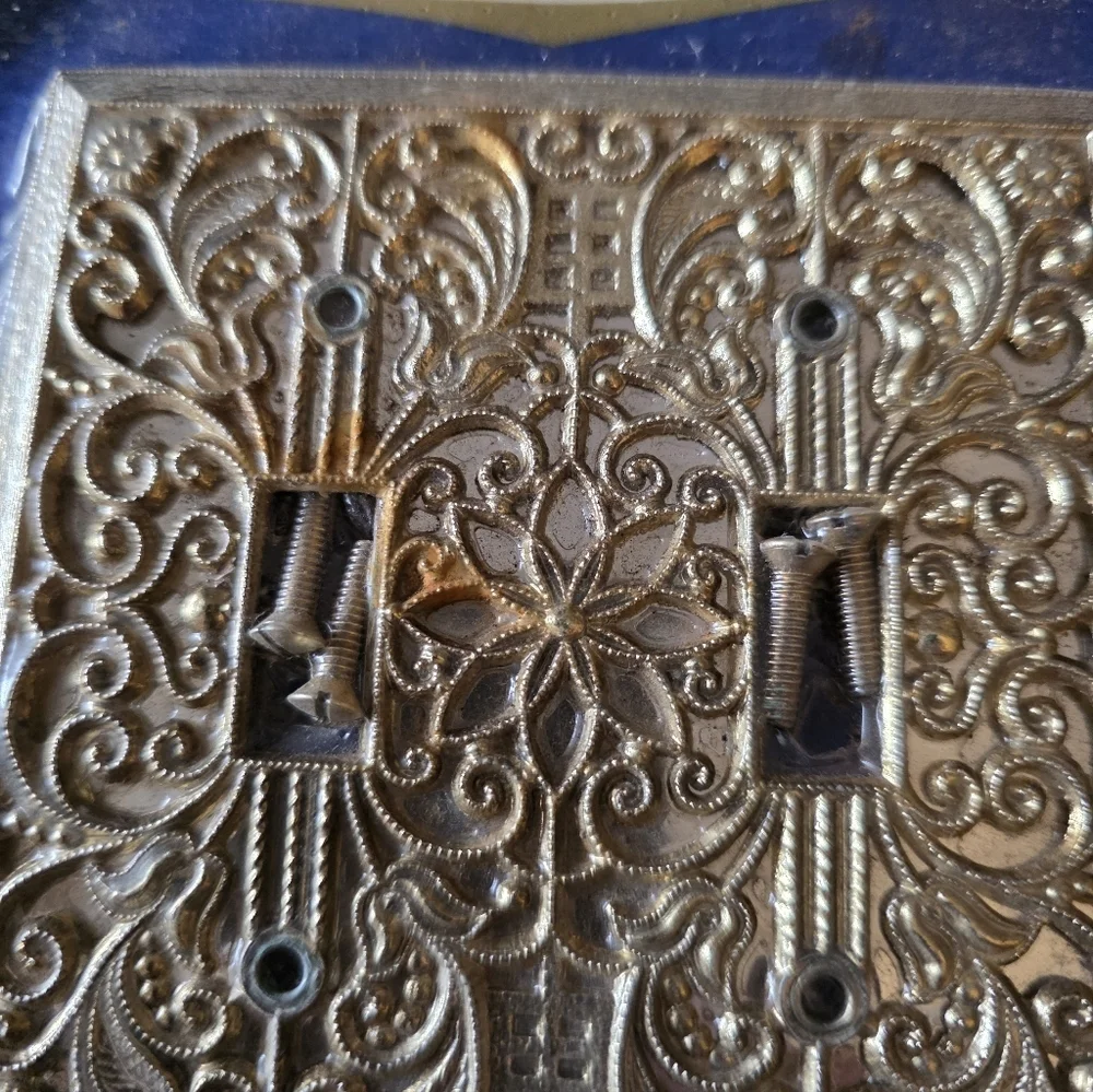 Deco Room Gold Ornate Brass Hollywood Regency Vintage Double Light Switch